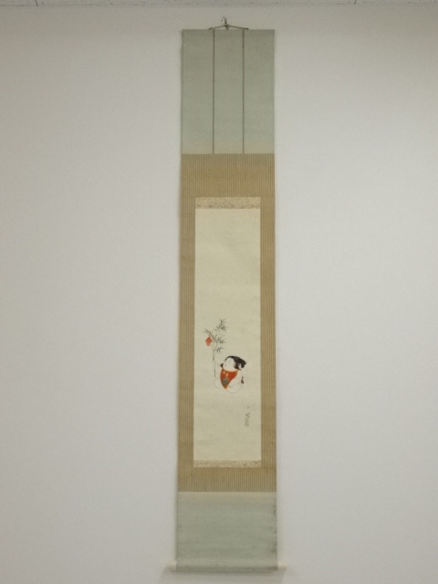 JAPANESE HANGING SCROLL / HAND PAINTED / GOSHO DOLLS 